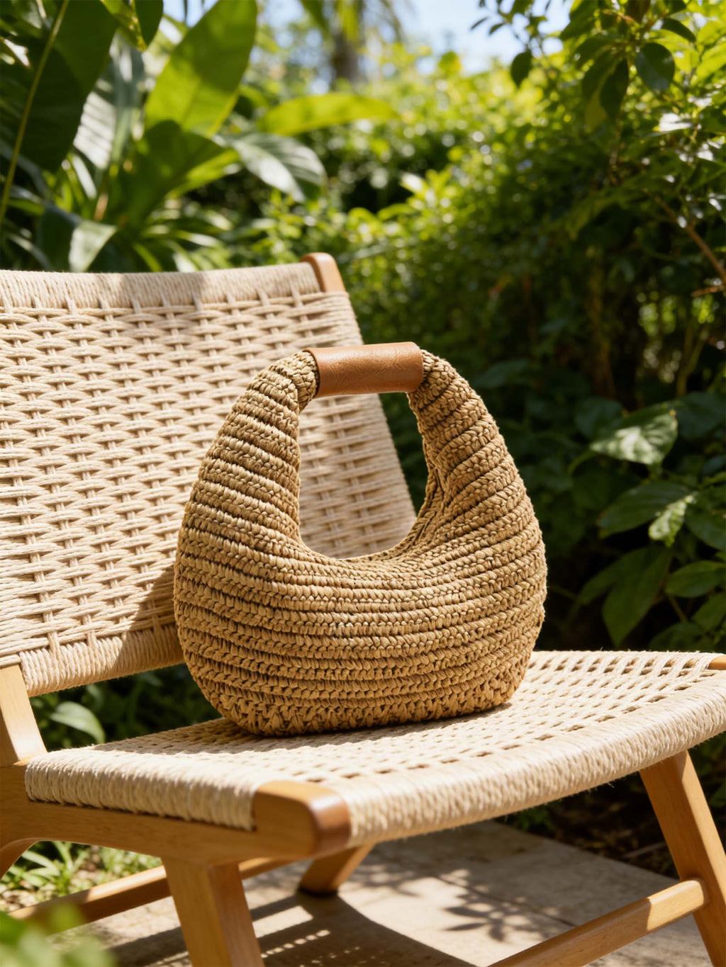 Round Crochet Woven Straw Bag