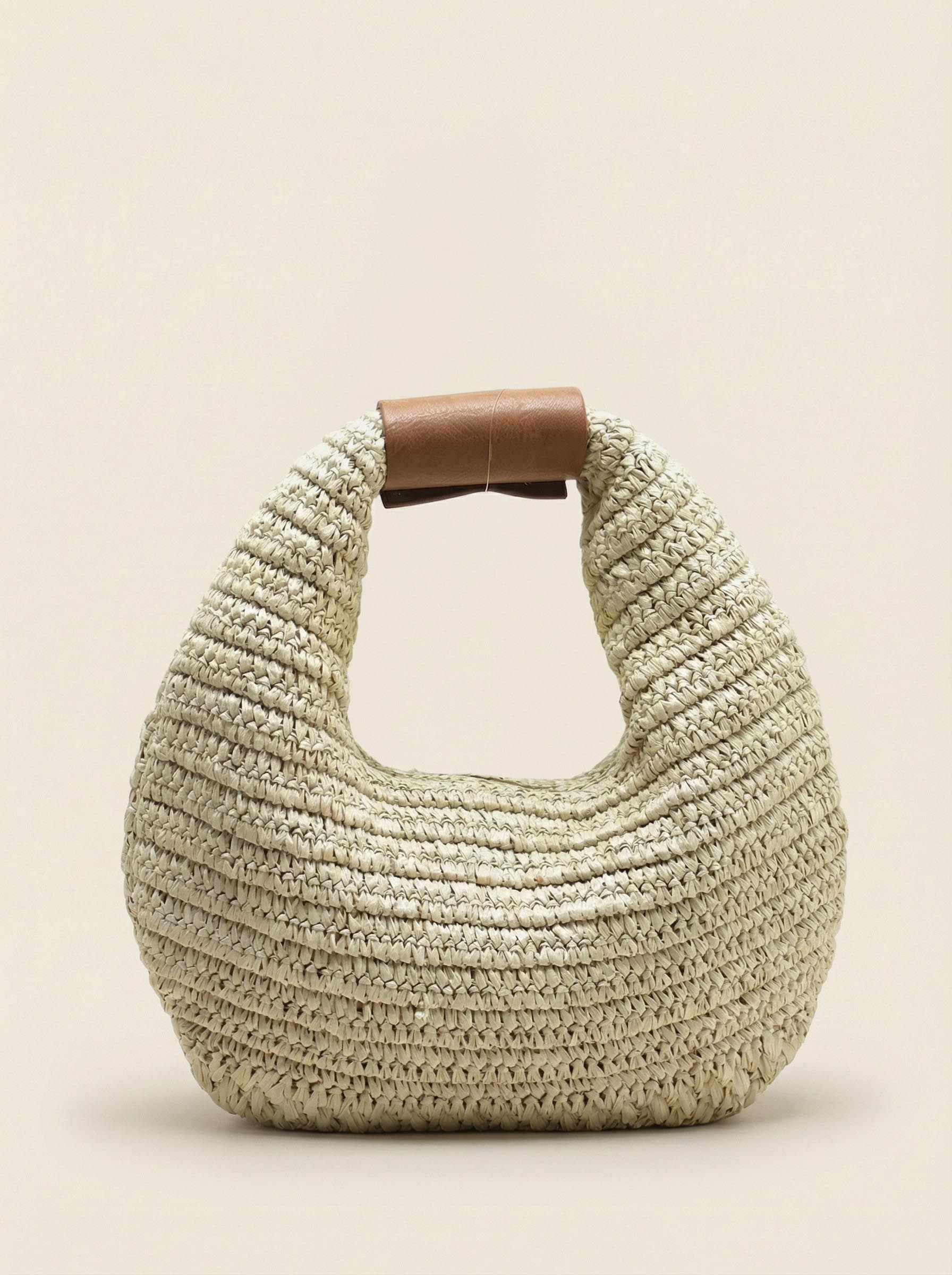 Round Crochet Woven Straw Bag