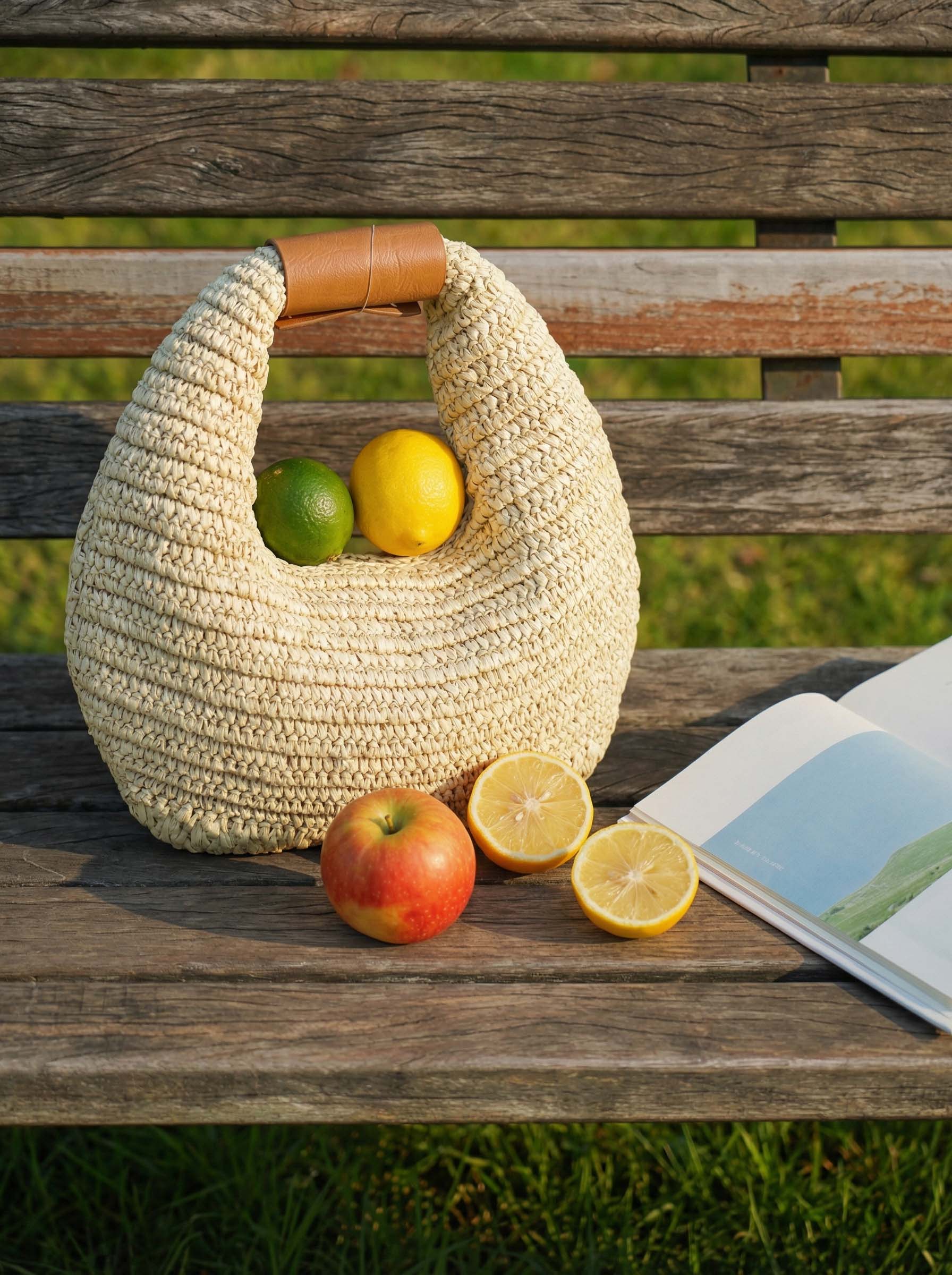 Round Crochet Woven Straw Bag