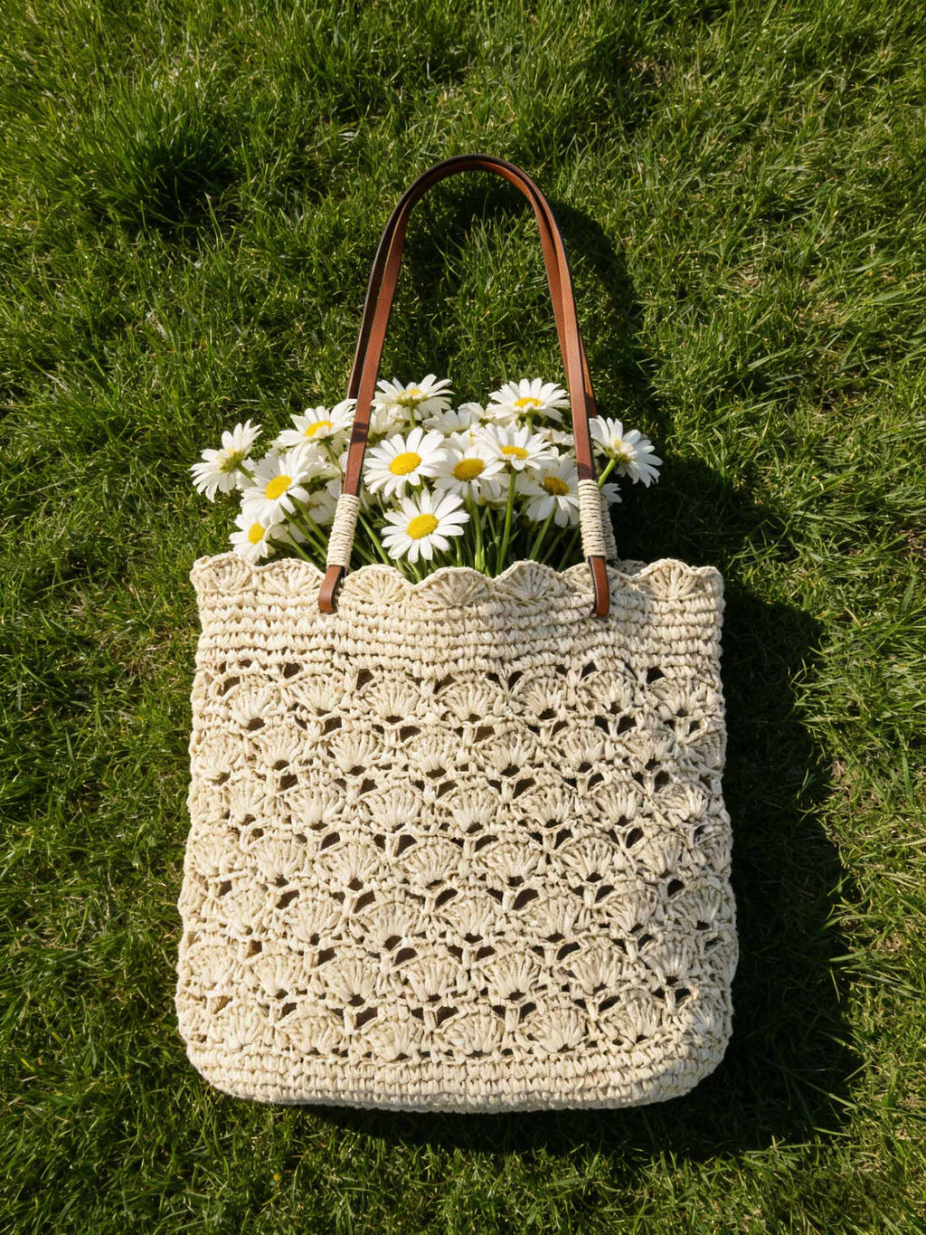 Crochet Fan-Shape Shoulder Tote