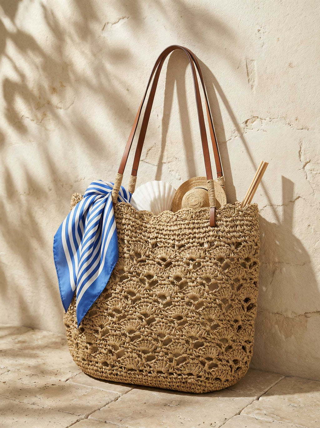 Crochet Fan-Shape Shoulder Tote