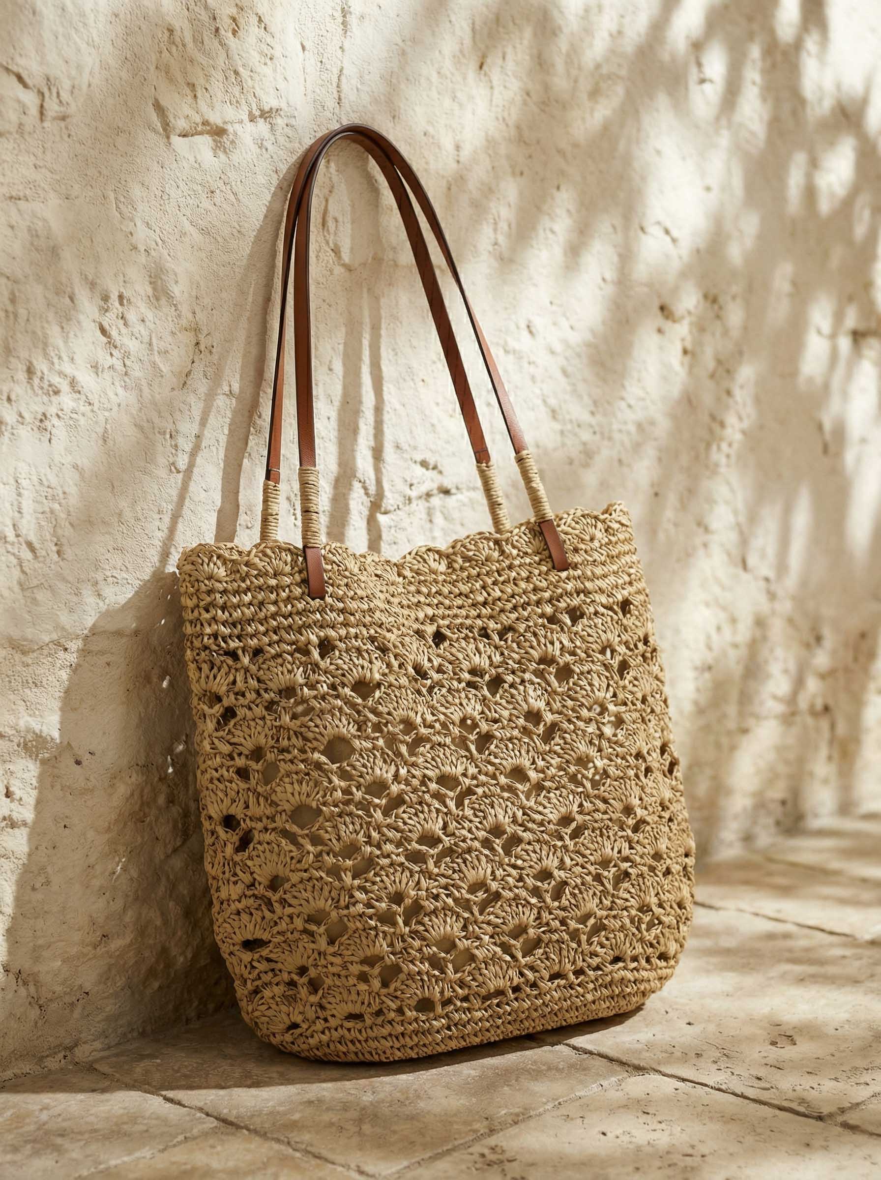 Crochet Fan-Shape Shoulder Tote