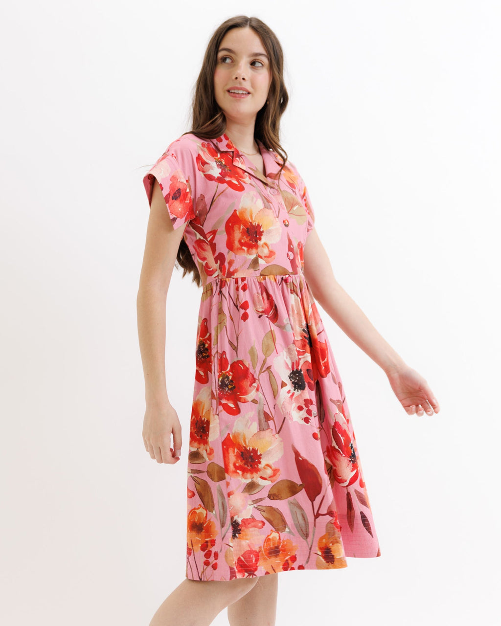 Notched Collar A-Line Dress