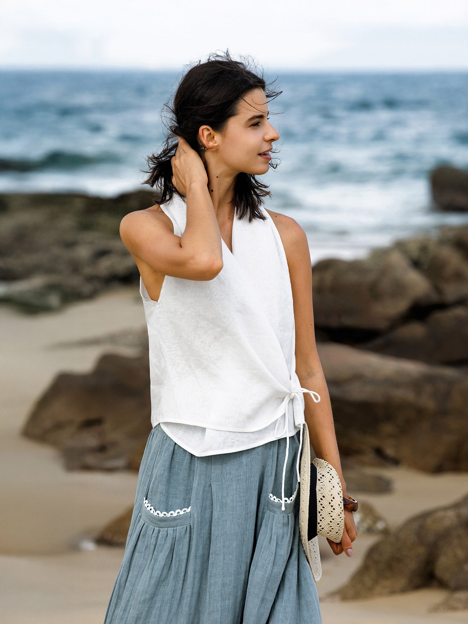 The Linen Halter Top