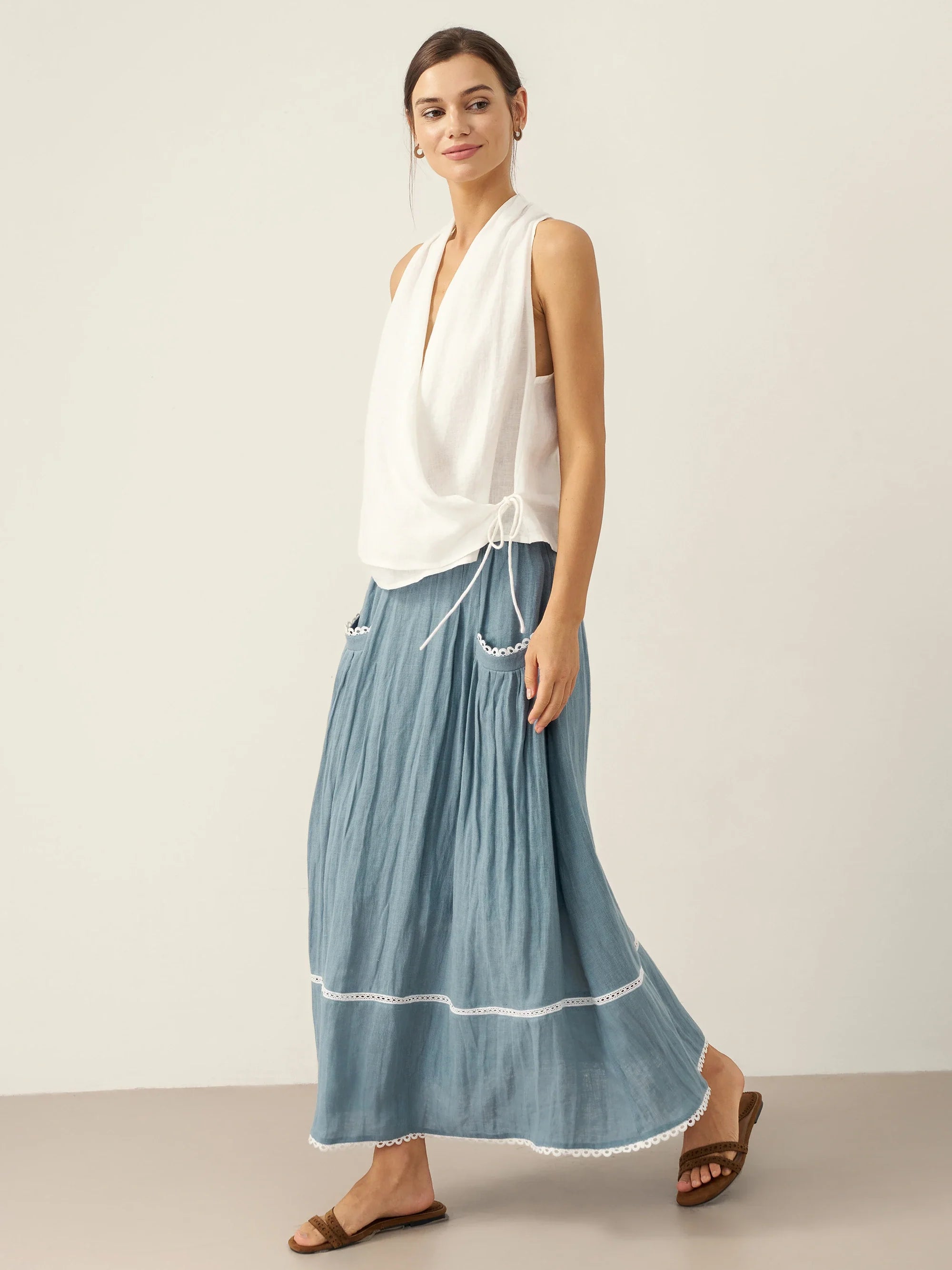 The Linen Halter Top