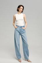 High-Rise Wide Leg Denim Pants