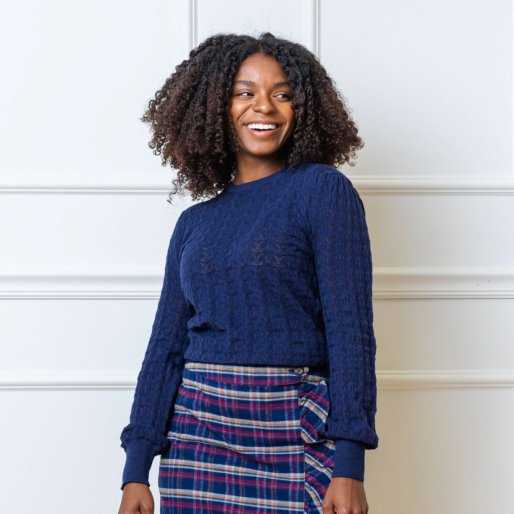 Crew Neck Pointelle Sweater