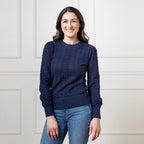 Crew Neck Pointelle Sweater