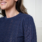 Crew Neck Pointelle Sweater