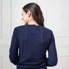 Crew Neck Pointelle Sweater