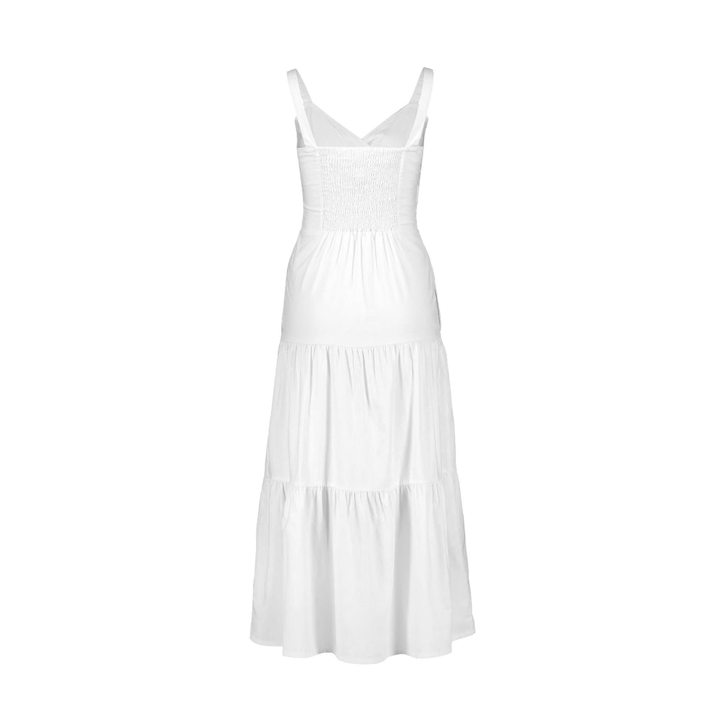 Organic Linen Blend Tiered Wrap Dress