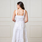 Organic Linen Blend Tiered Wrap Dress