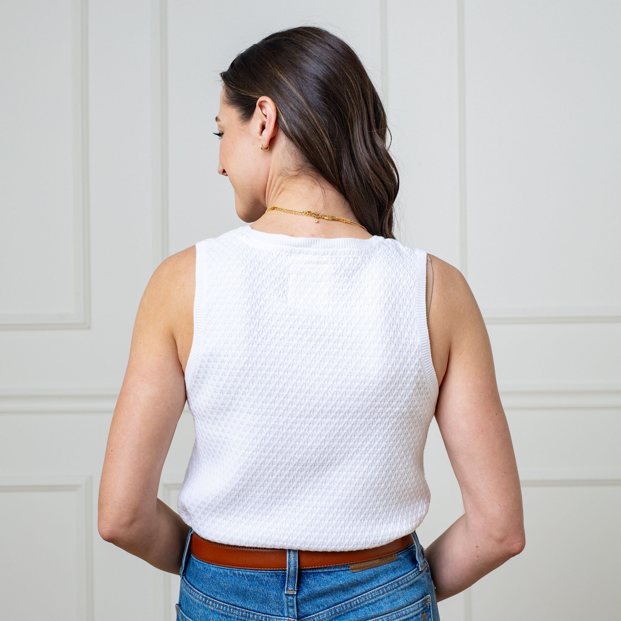 Organic Cotton Diamond Stitch Sweater Tank