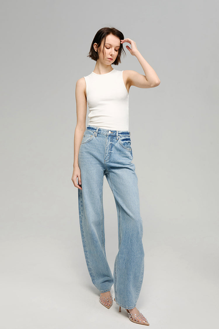 High-Rise Wide Leg Denim Pants