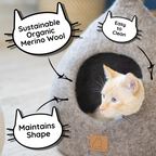Premium Felted Wool Cat Cave Bed — Night Black