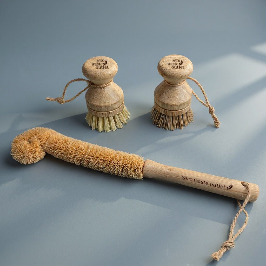 natural bottle brush plastic free dish cleaning brush