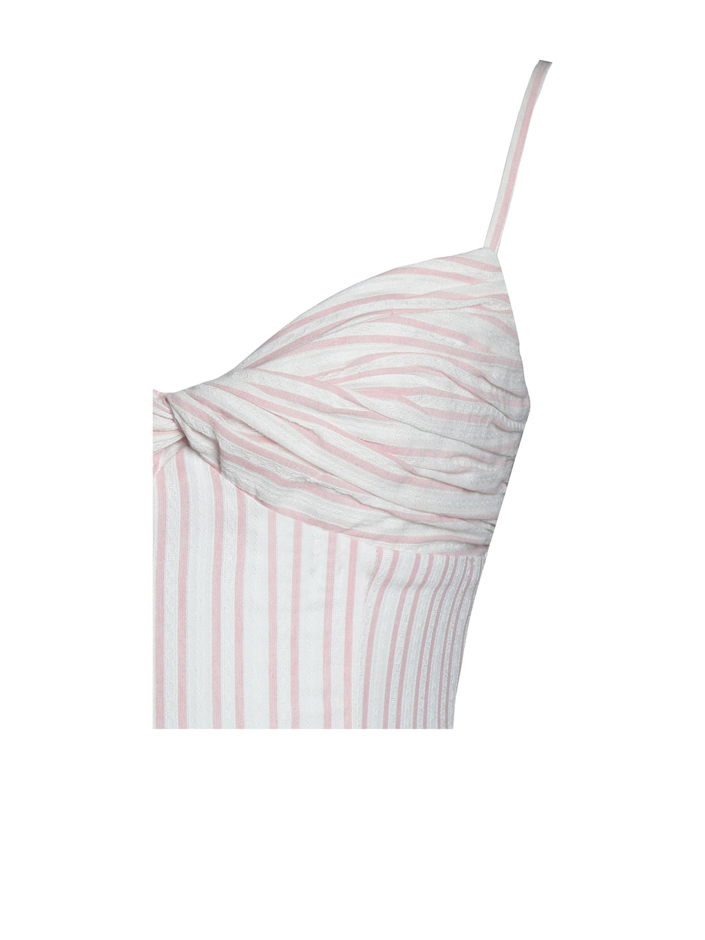 Zania Pink Stripe Ruched Midi Dress