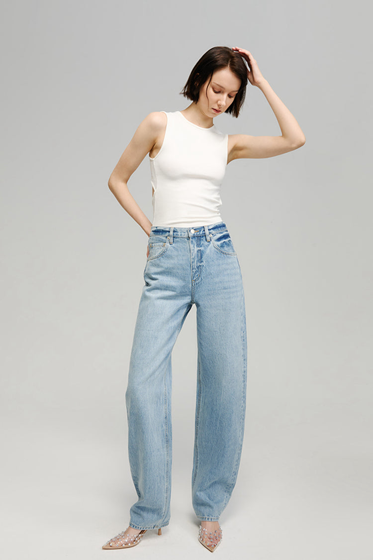 High-Rise Wide Leg Denim Pants