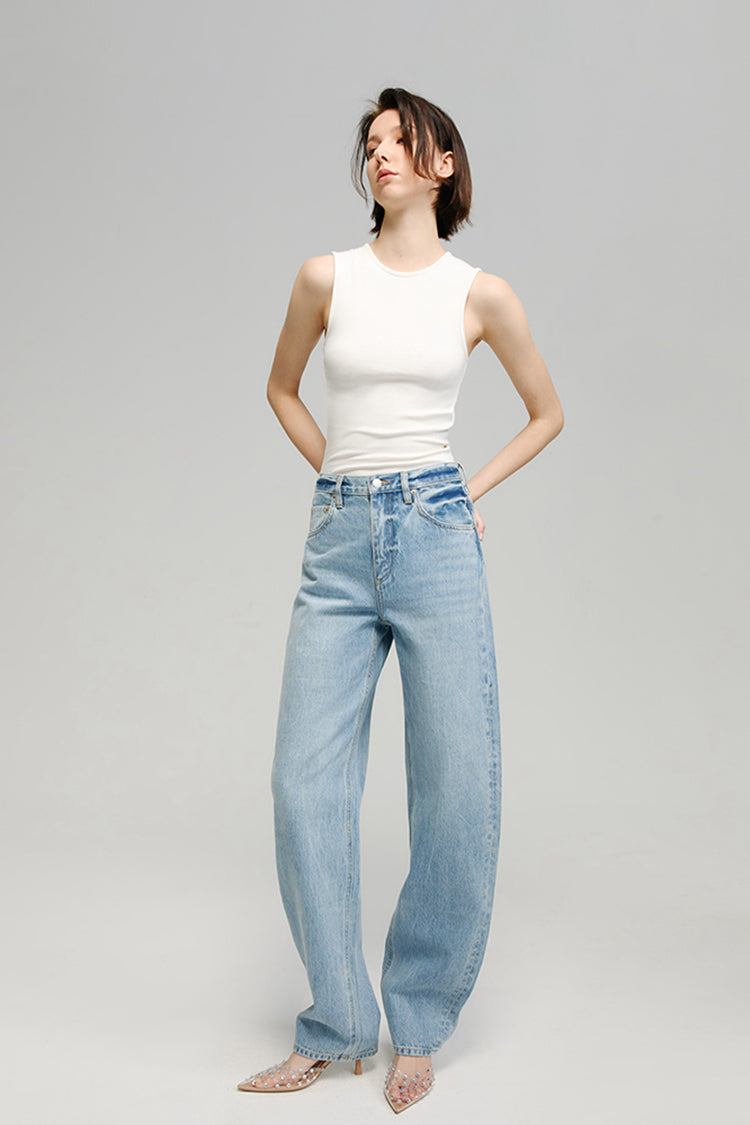 High-Rise Wide Leg Denim Pants