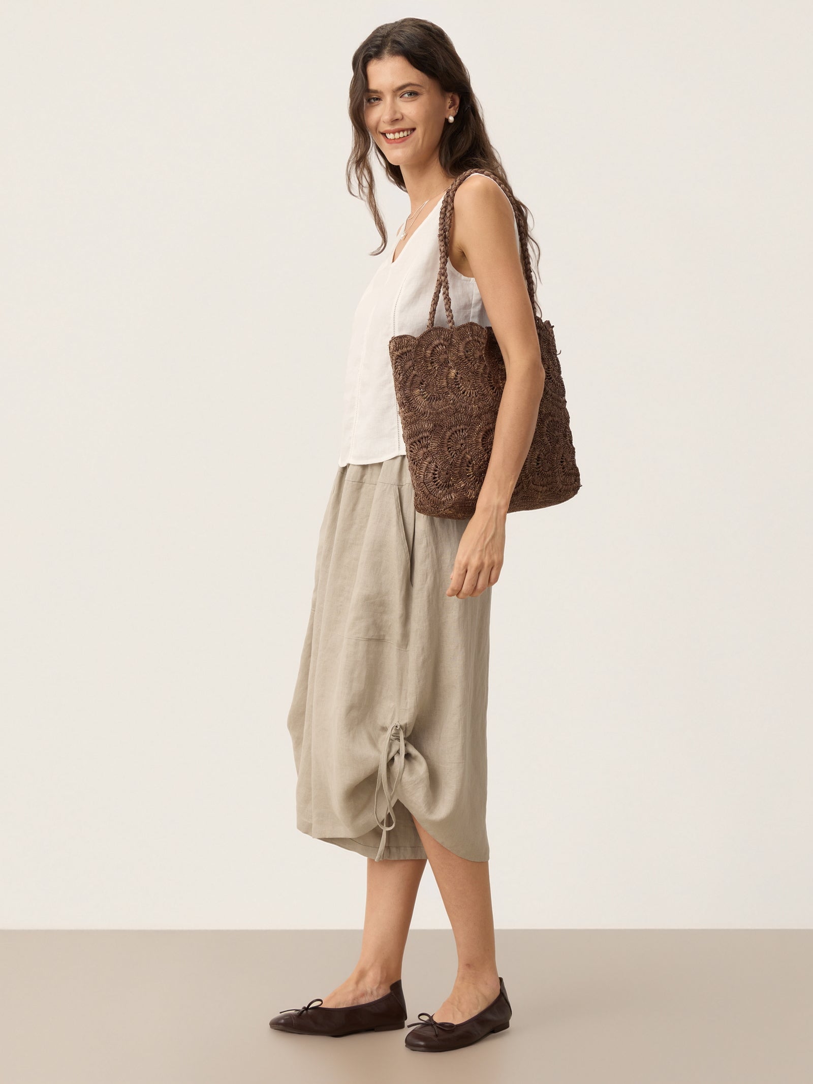 Cocoa Bloom Handwoven Raffia Tote