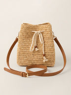 Mini Raffia Drawstring Crossbody