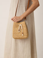 Mini Raffia Drawstring Crossbody