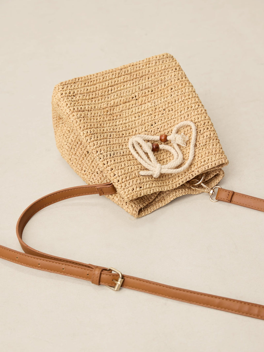Mini Raffia Drawstring Crossbody