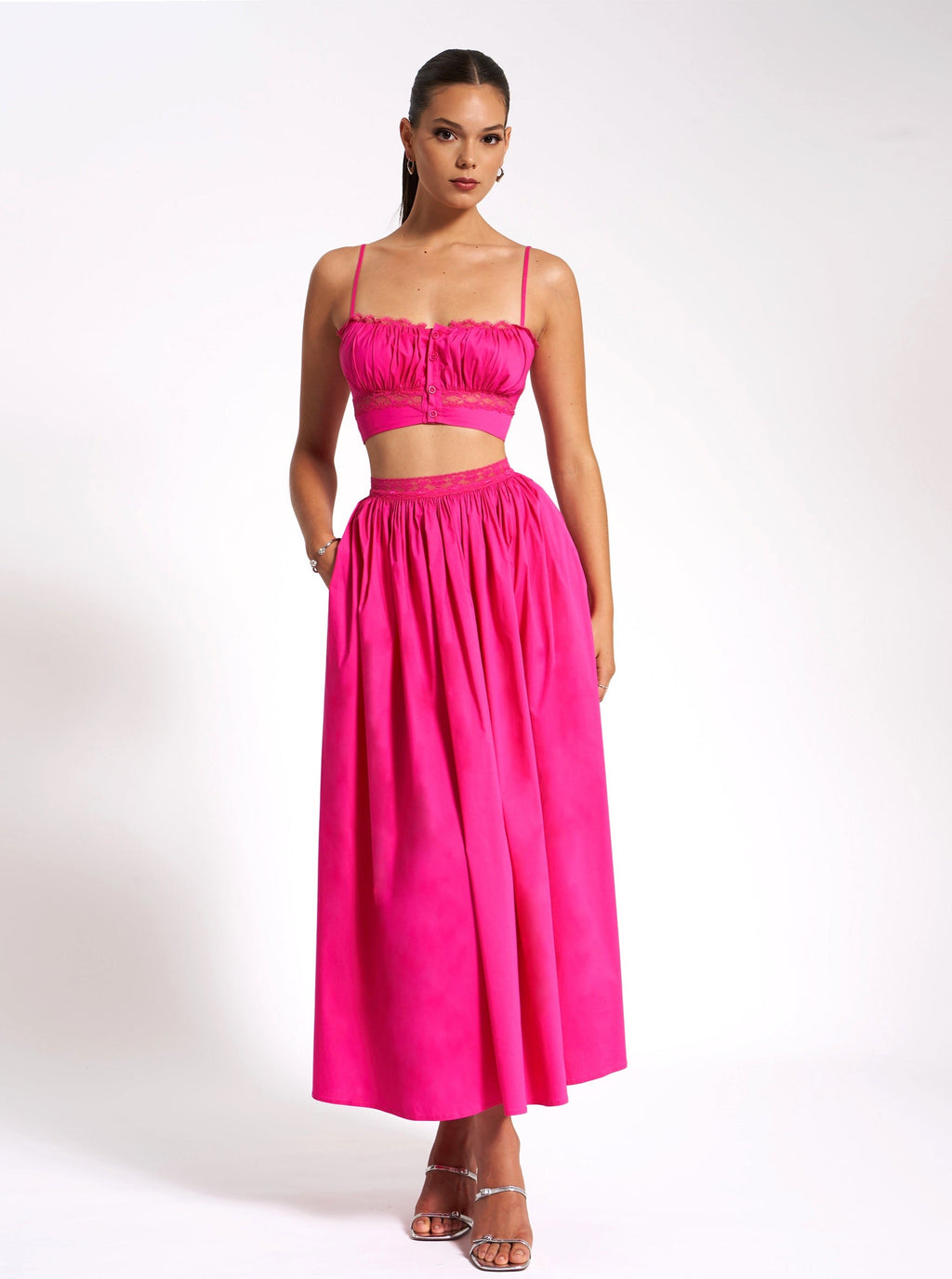 Martha Fuchsia Cotton Poplin Maxi Skirt