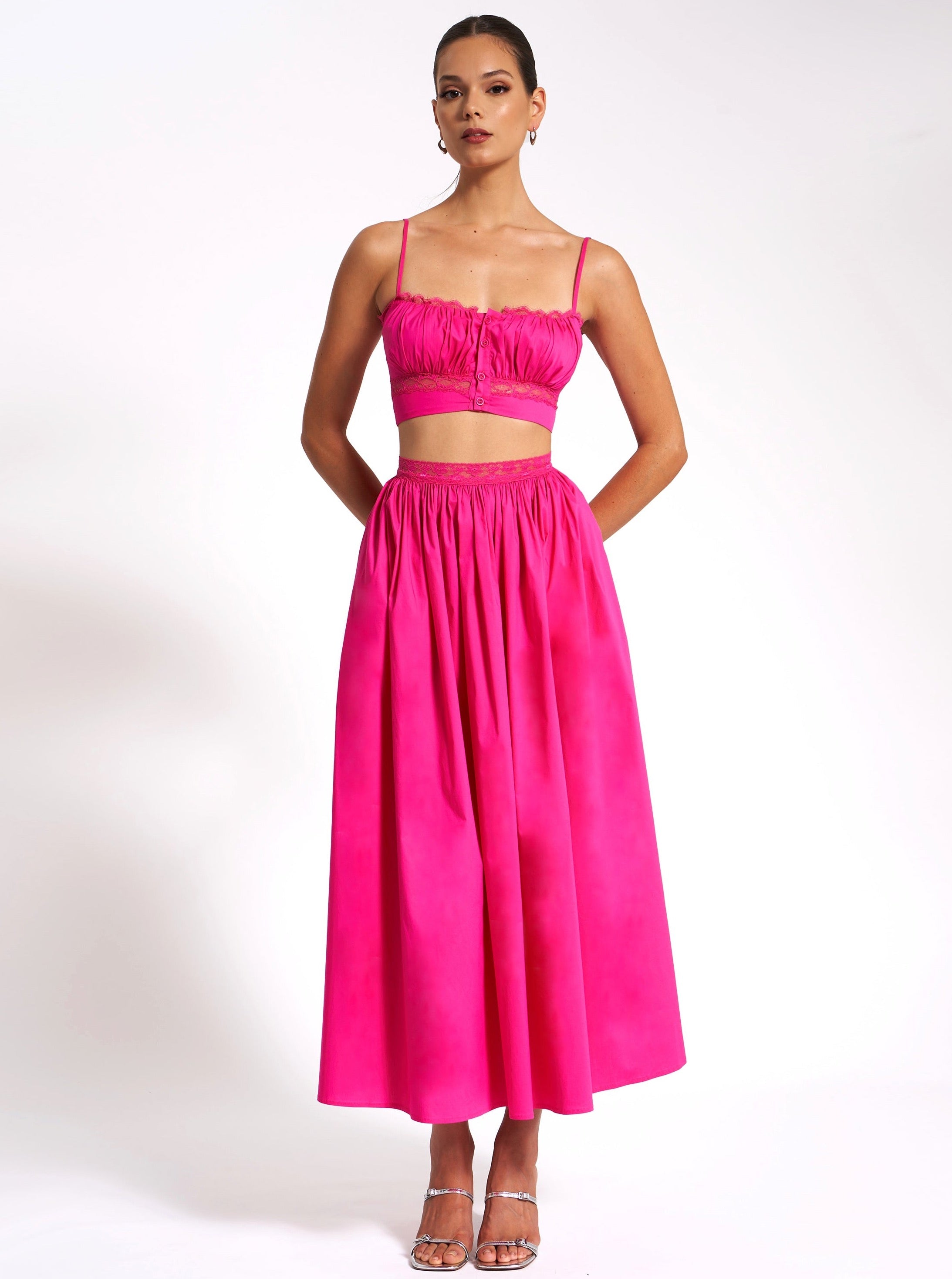 Martha Fuchsia Cotton Poplin Maxi Skirt