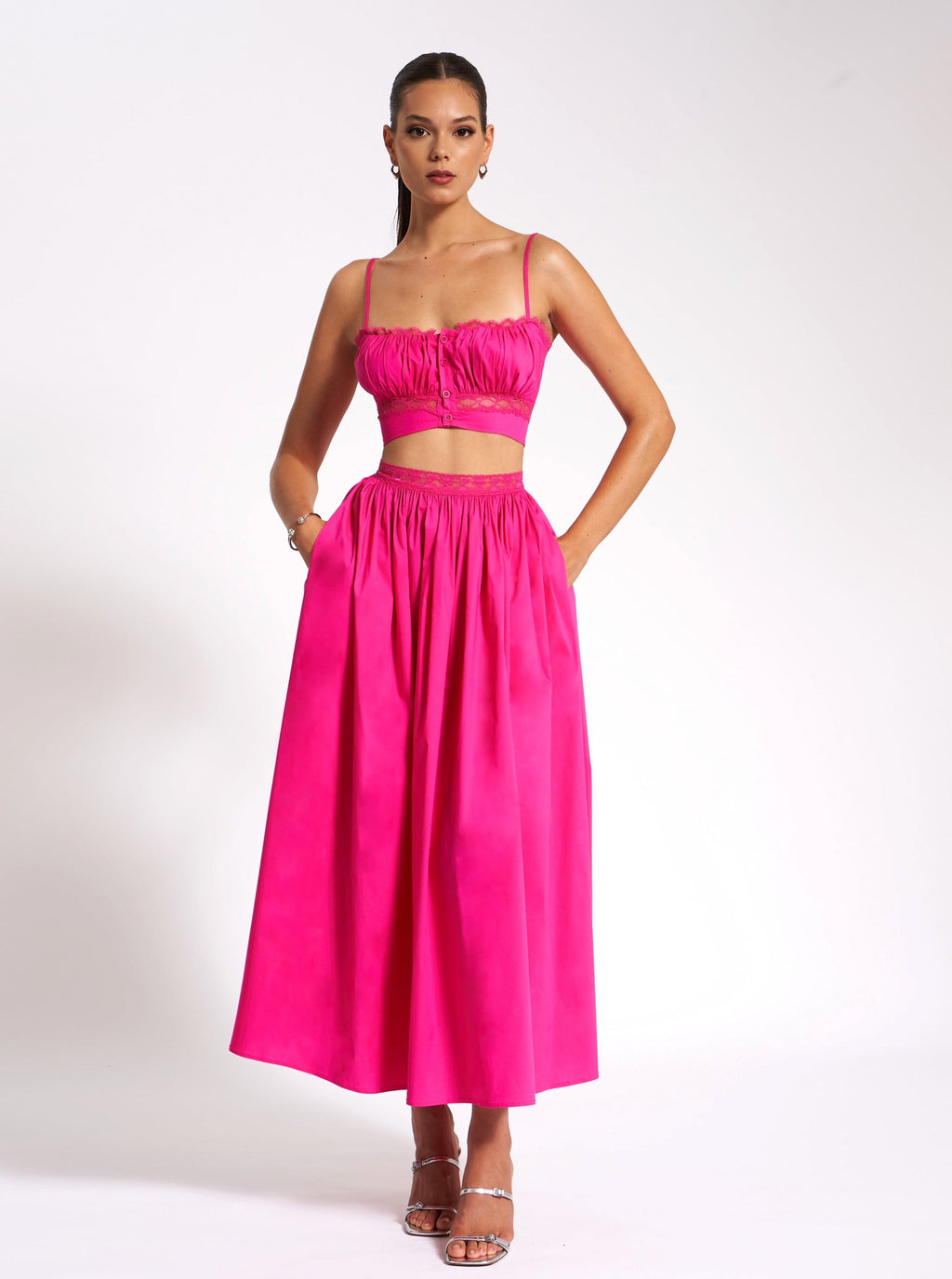 Martha Fuchsia Cotton Poplin Maxi Skirt