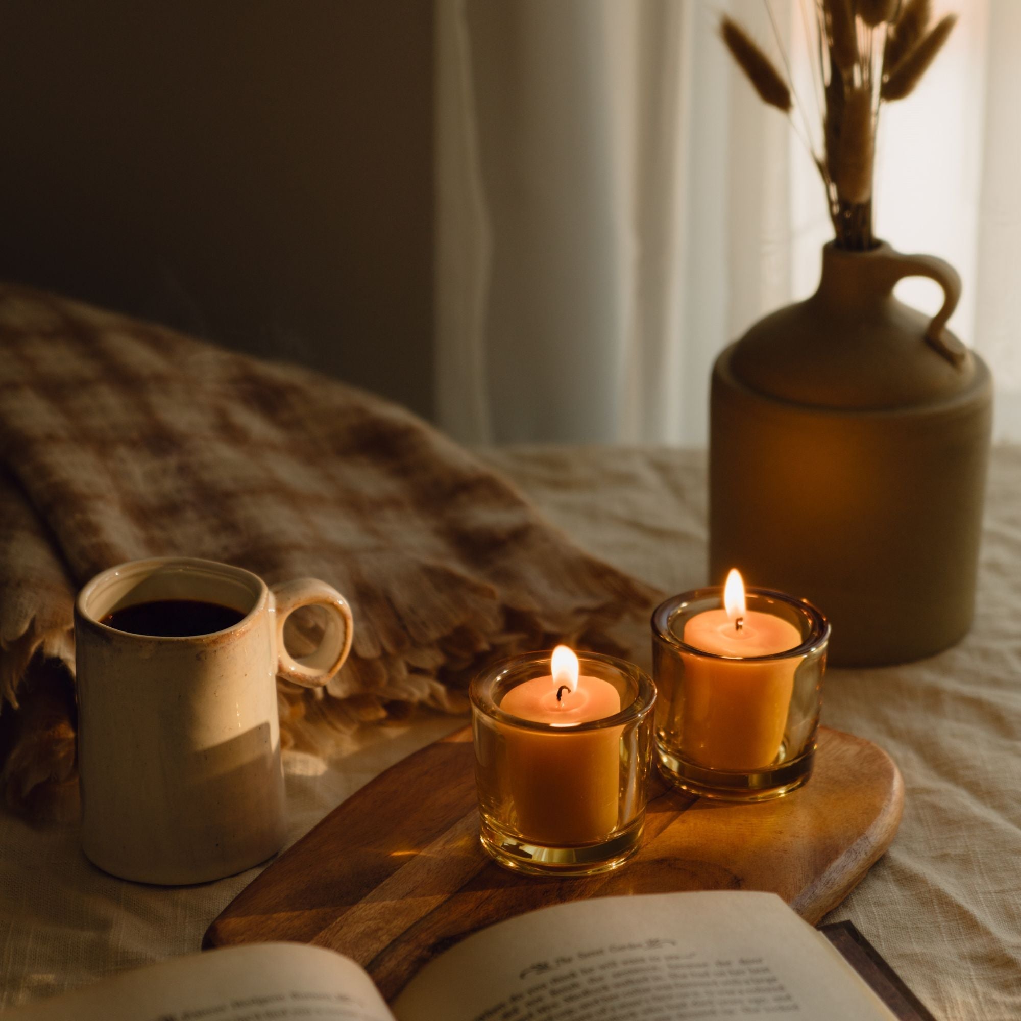 recycled glass votive candle holder for beeswax candles