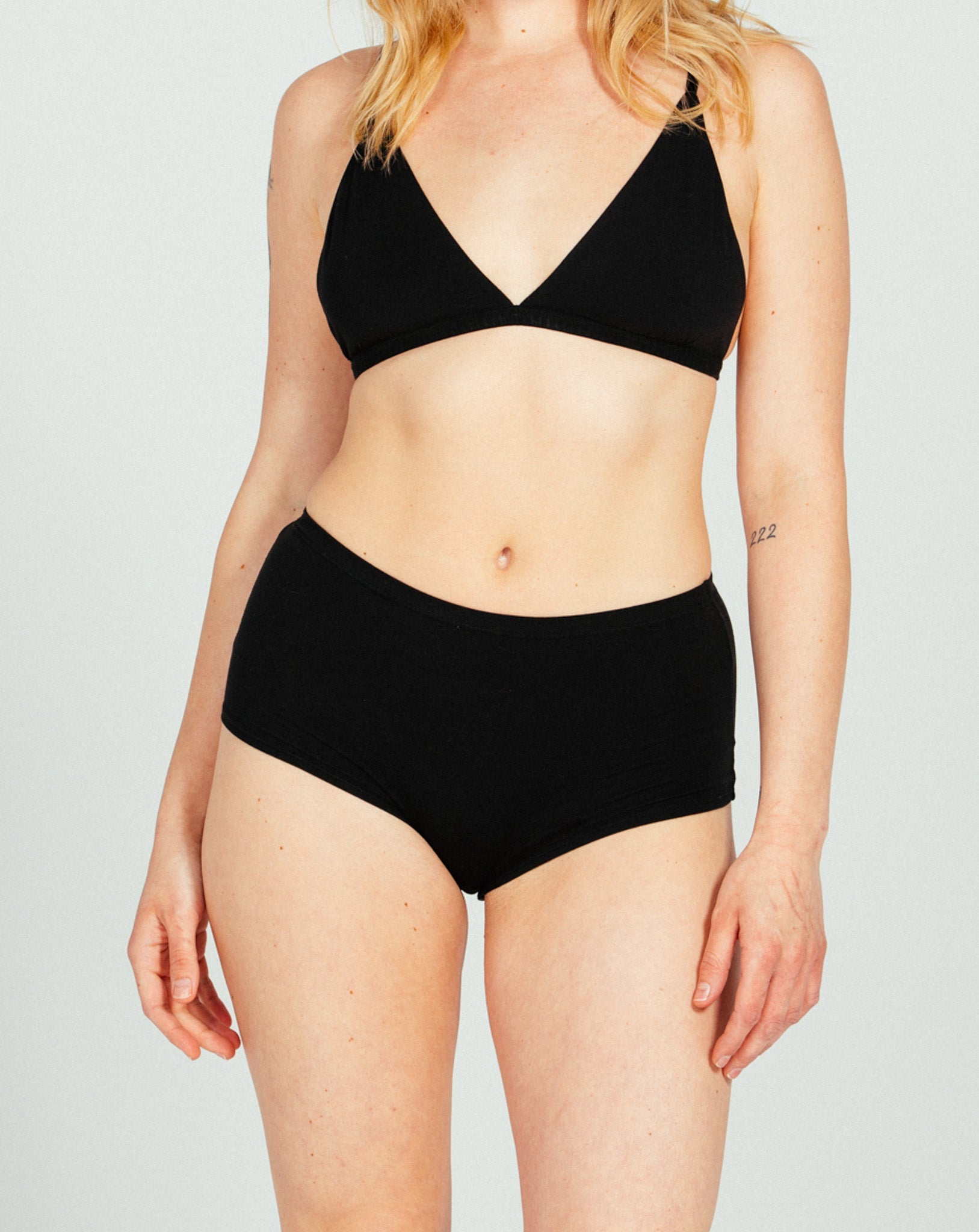 Black Midrise Cotton Boyshort