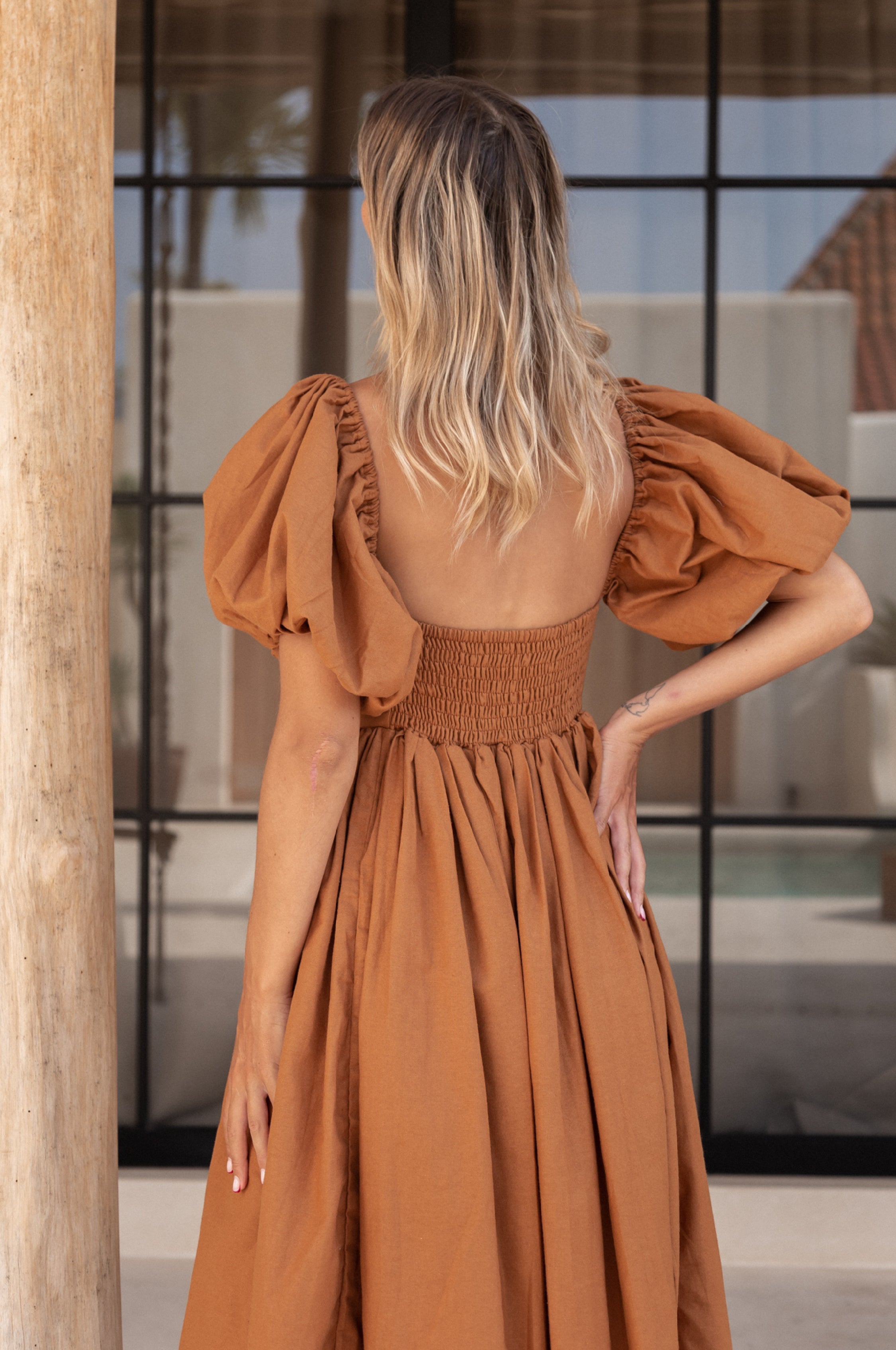Cherie Puff Sleeve Midi Dress by ELF