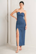 Raw Echo Denim Midi Dress