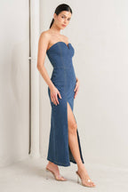 Raw Echo Denim Midi Dress