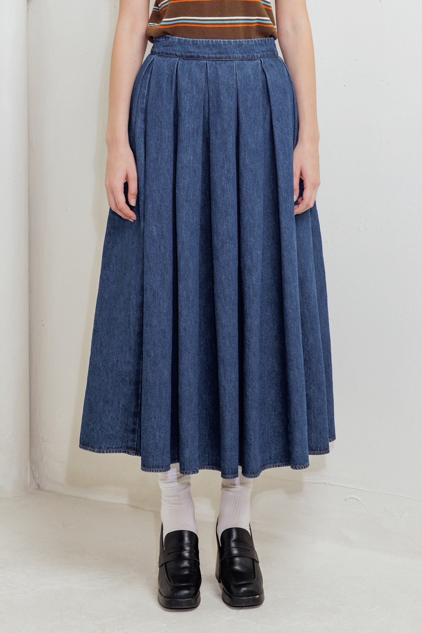Washed Denim Full Skirt