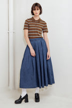 Washed Denim Full Skirt