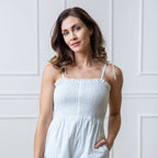 The Organic Smocked Button Front Jumpsuit
