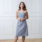 Organic Cotton Seersucker Midi Sheath Dress