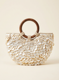 Pearl Shell Handbag with Wooden Handle