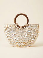 Pearl Shell Handbag with Wooden Handle