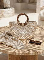 Pearl Shell Handbag with Wooden Handle