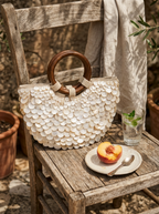 Pearl Shell Handbag with Wooden Handle