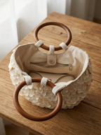 Pearl Shell Handbag with Wooden Handle