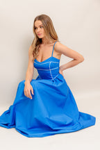 Kissable Knot Blue Woven Midi Dress