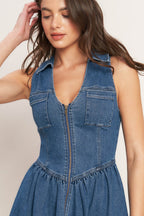 Indigo Flow Denim Midi Dress