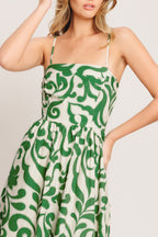 Art Nouveau Floral Woven Midi Dress