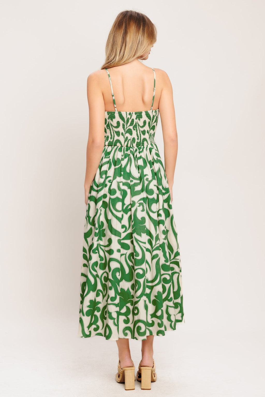Art Nouveau Floral Woven Midi Dress