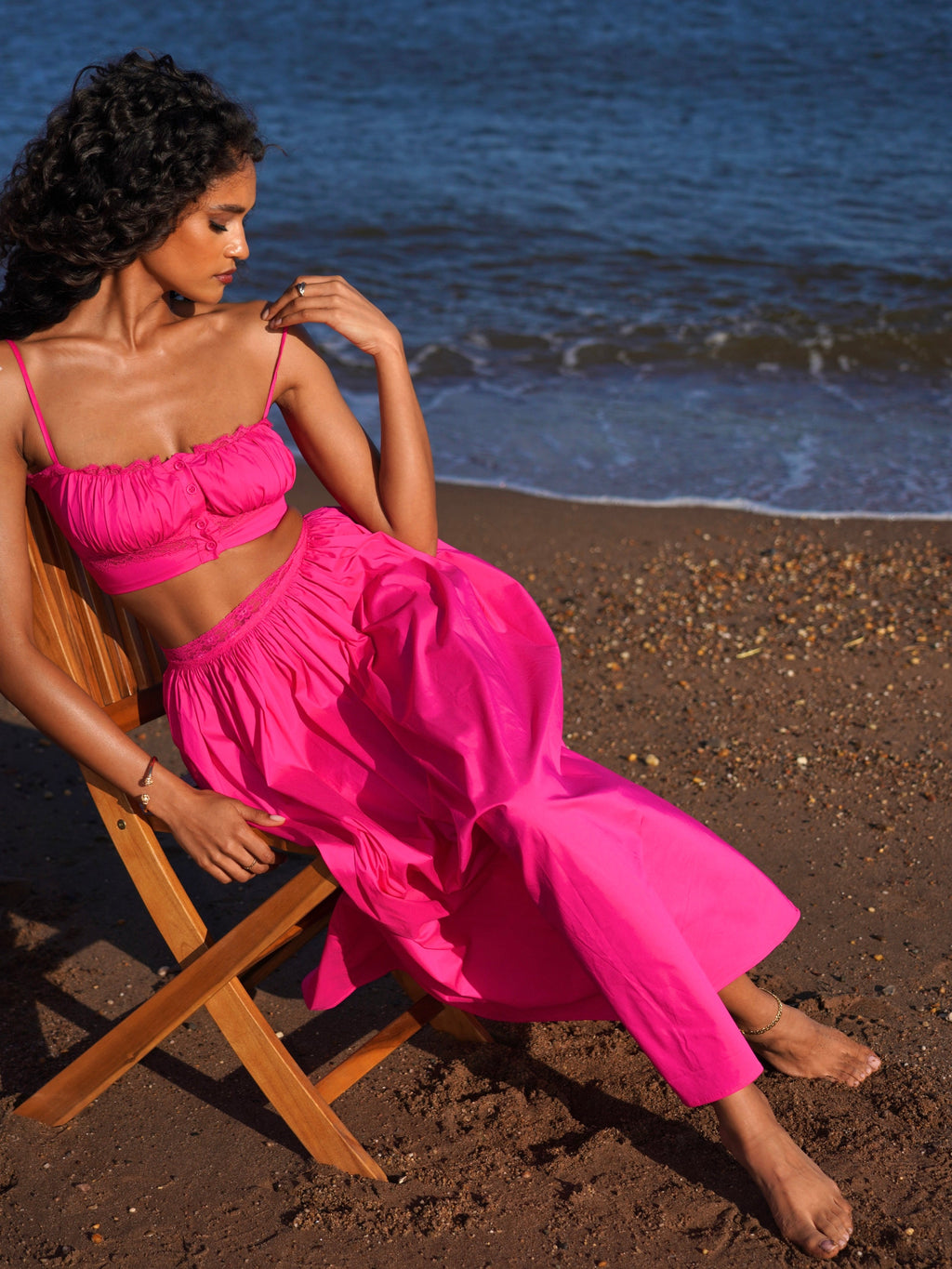 Martha Fuchsia Cotton Poplin Maxi Skirt