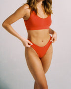 Hot Red High Rise Cotton Thong